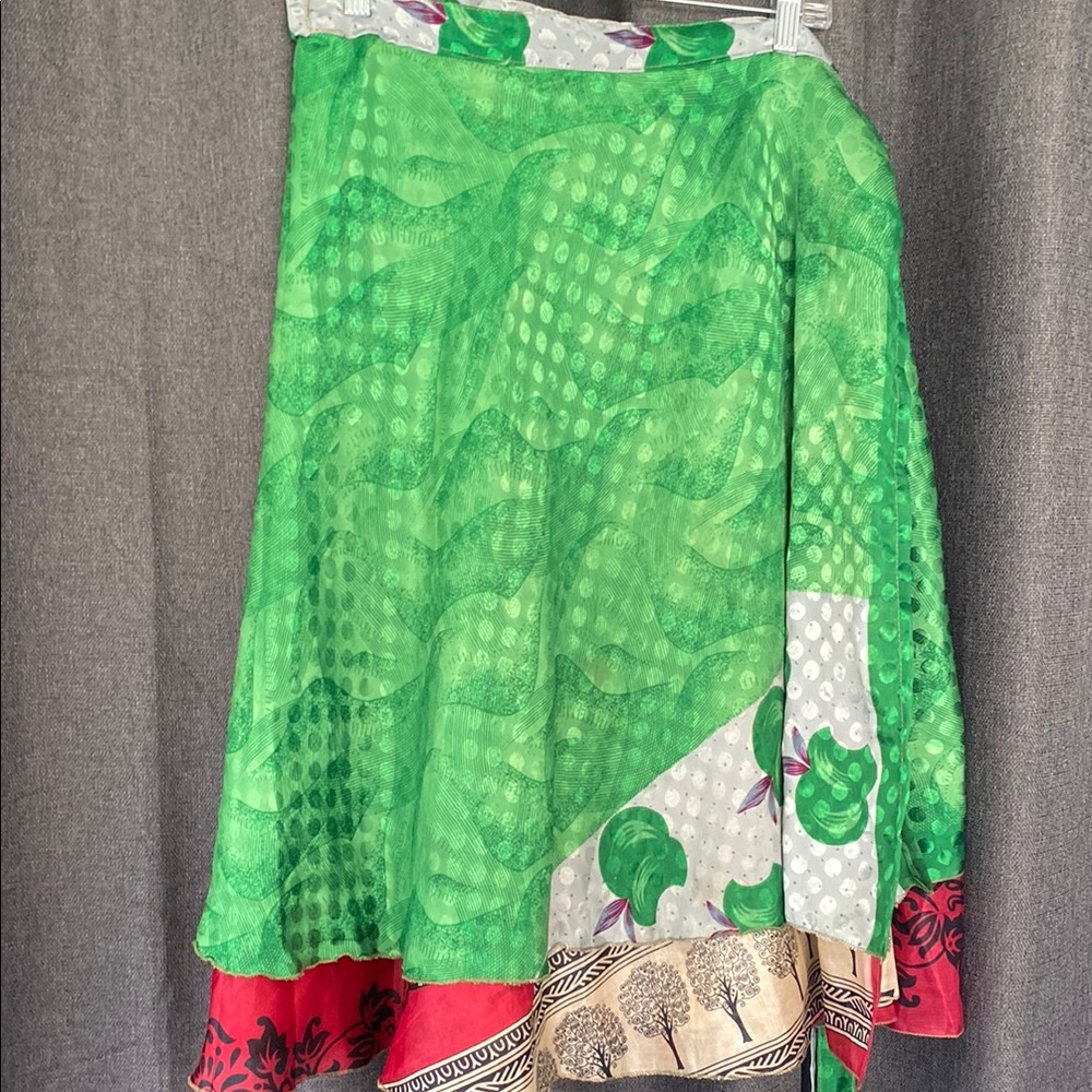 Green and Red Patterned Women's Skirt